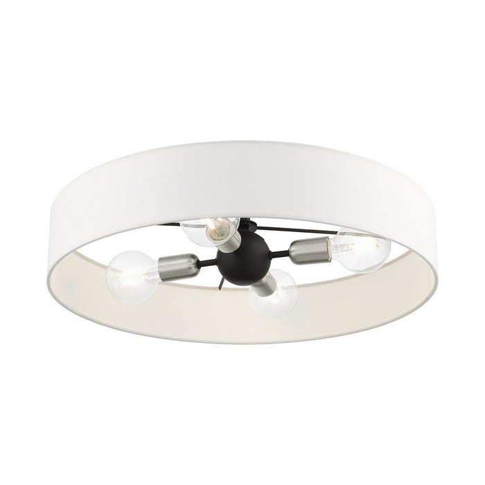 Livex Lighting 46928-04 Four Light Semi Flush Mount, Black w/ Brushed Nickels