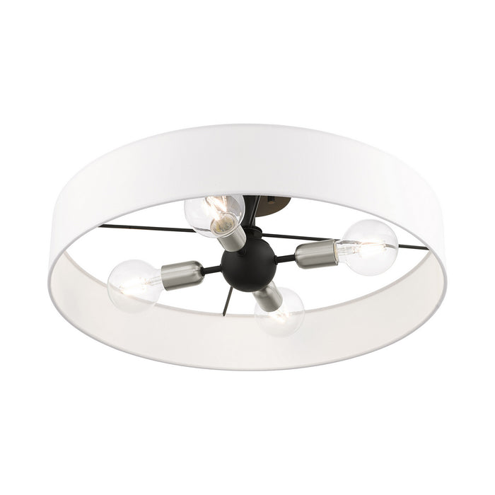 Livex Lighting 46928-04 Four Light Semi Flush Mount, Black w/ Brushed Nickels