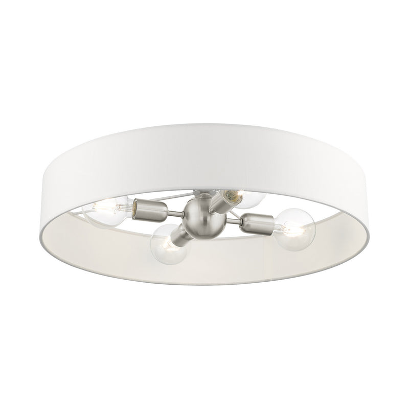 Livex Lighting 46928-91 Four Light Semi Flush Mount, Brushed Nickel