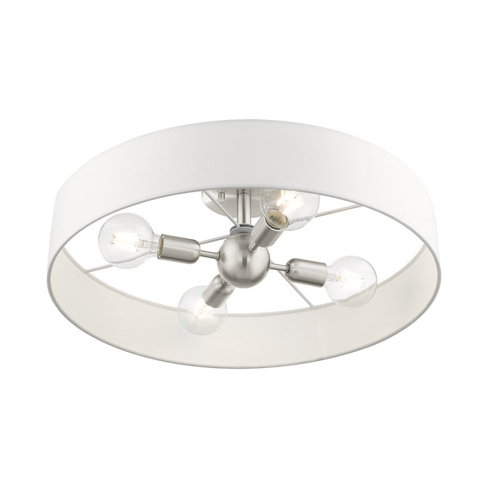 Livex Lighting 46928-91 Four Light Semi Flush Mount, Brushed Nickel