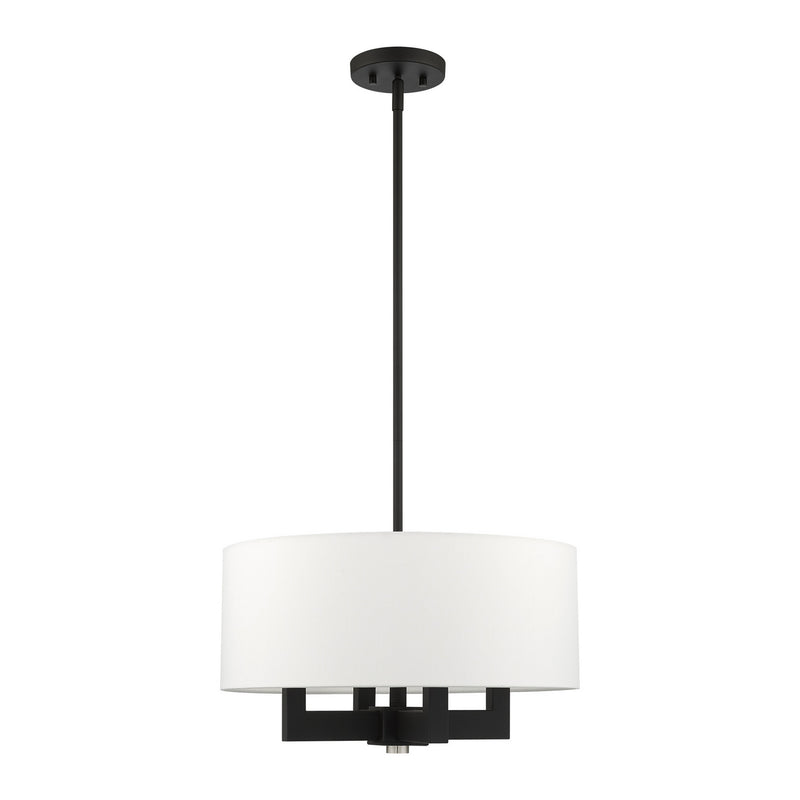 Livex Lighting 48784-04 Four Light Chandelier, Black w/ Brushed Nickels