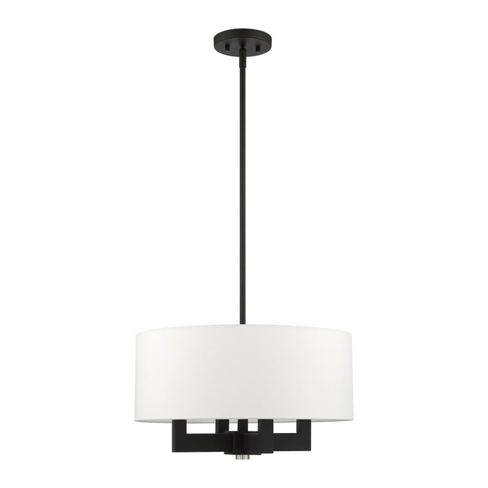 Livex Lighting 48784-04 Four Light Chandelier, Black w/ Brushed Nickels