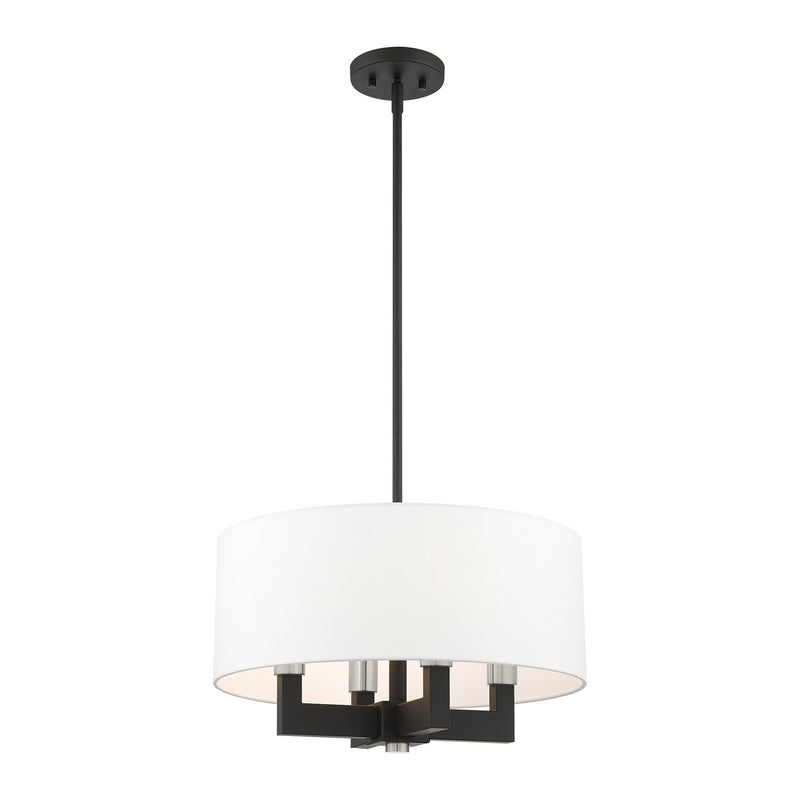 Livex Lighting 48784-04 Four Light Chandelier, Black w/ Brushed Nickels