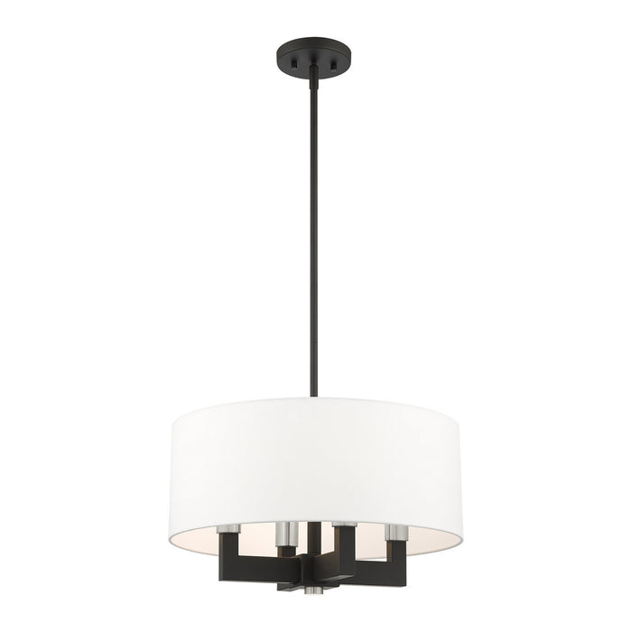 Livex Lighting 48784-04 Four Light Chandelier, Black w/ Brushed Nickels