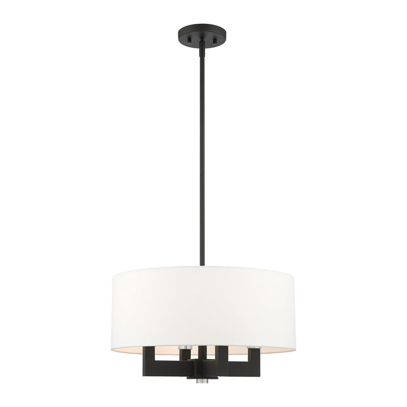 Livex Lighting 48784-04 Four Light Chandelier, Black w/ Brushed Nickels