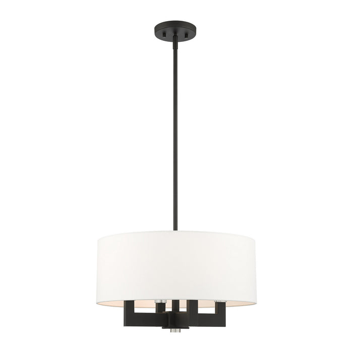 Livex Lighting 48784-04 Four Light Chandelier, Black w/ Brushed Nickels