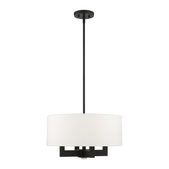 Livex Lighting 48784-04 Four Light Chandelier, Black w/ Brushed Nickels