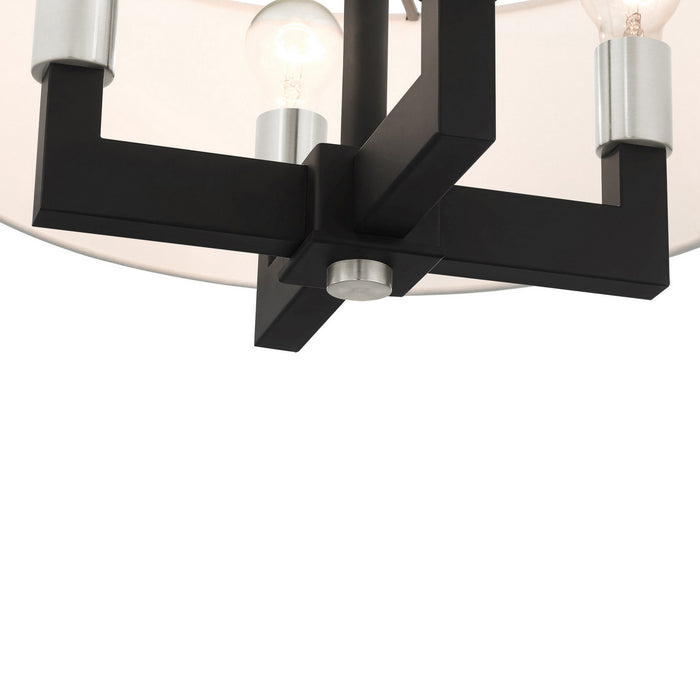 Livex Lighting 48784-04 Four Light Chandelier, Black w/ Brushed Nickels