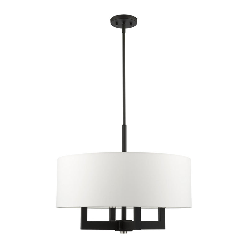 Livex Lighting 48786-04 Four Light Chandelier, Black w/ Brushed Nickels