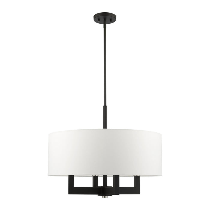 Livex Lighting 48786-04 Four Light Chandelier, Black w/ Brushed Nickels