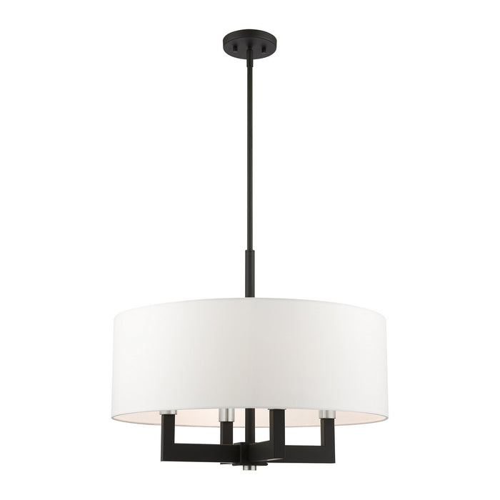 Livex Lighting 48786-04 Four Light Chandelier, Black w/ Brushed Nickels