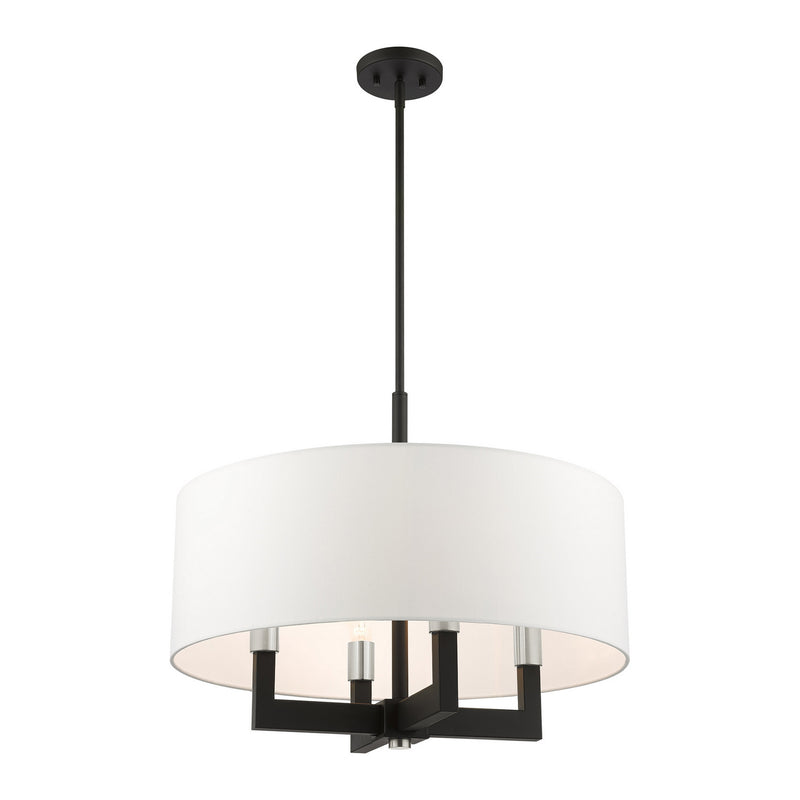 Livex Lighting 48786-04 Four Light Chandelier, Black w/ Brushed Nickels