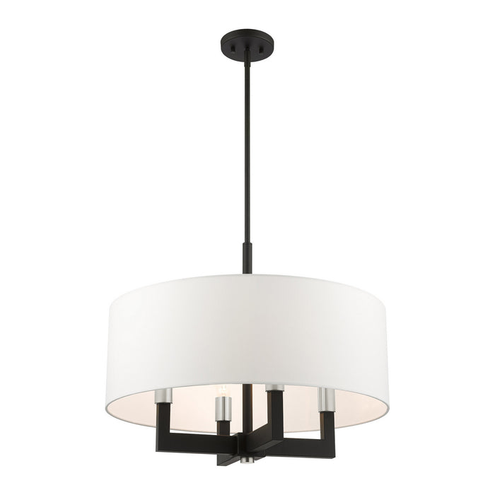 Livex Lighting 48786-04 Four Light Chandelier, Black w/ Brushed Nickels