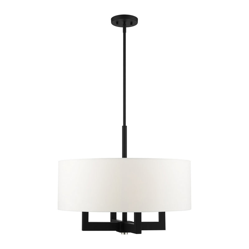 Livex Lighting 48786-04 Four Light Chandelier, Black w/ Brushed Nickels