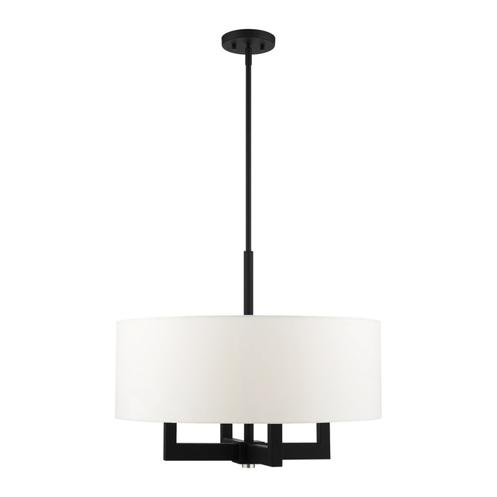 Livex Lighting 48786-04 Four Light Chandelier, Black w/ Brushed Nickels