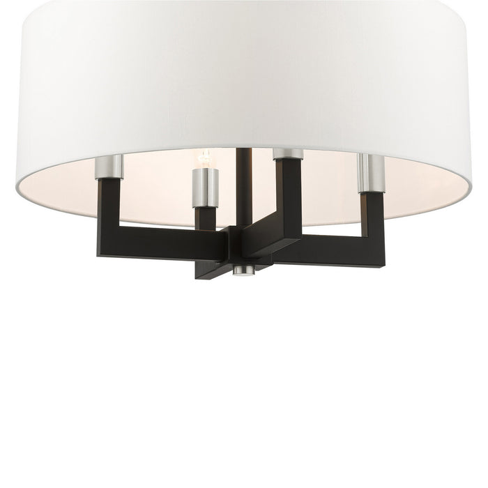 Livex Lighting 48786-04 Four Light Chandelier, Black w/ Brushed Nickels