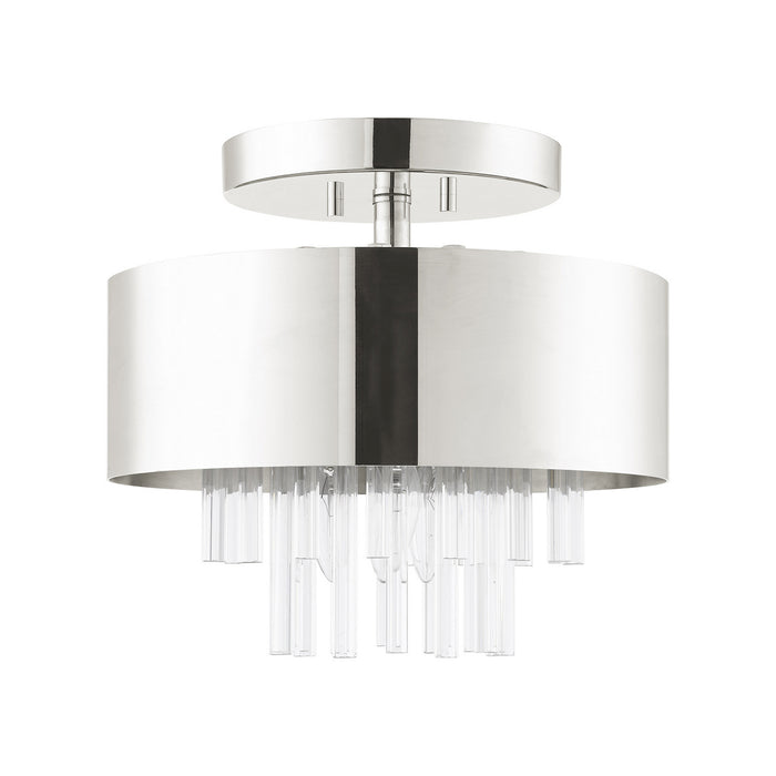 Livex Lighting 48872-35 Three Light Semi Flush Mount, Polished Nickel