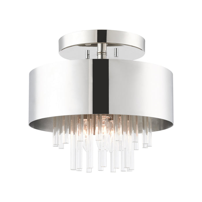 Livex Lighting 48872-35 Three Light Semi Flush Mount, Polished Nickel