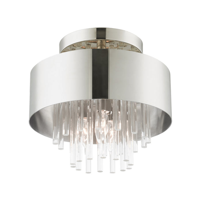 Livex Lighting 48872-35 Three Light Semi Flush Mount, Polished Nickel