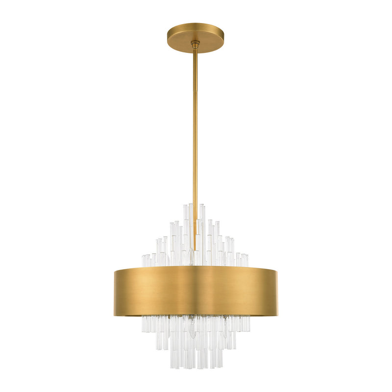 Livex Lighting 48874-08 Eight Light Chandelier, Natural Brass