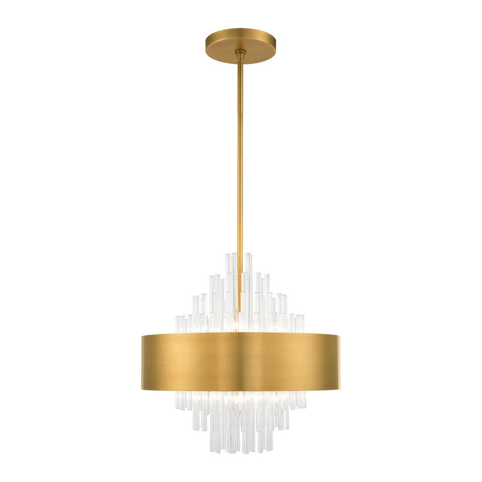 Livex Lighting 48874-08 Eight Light Chandelier, Natural Brass