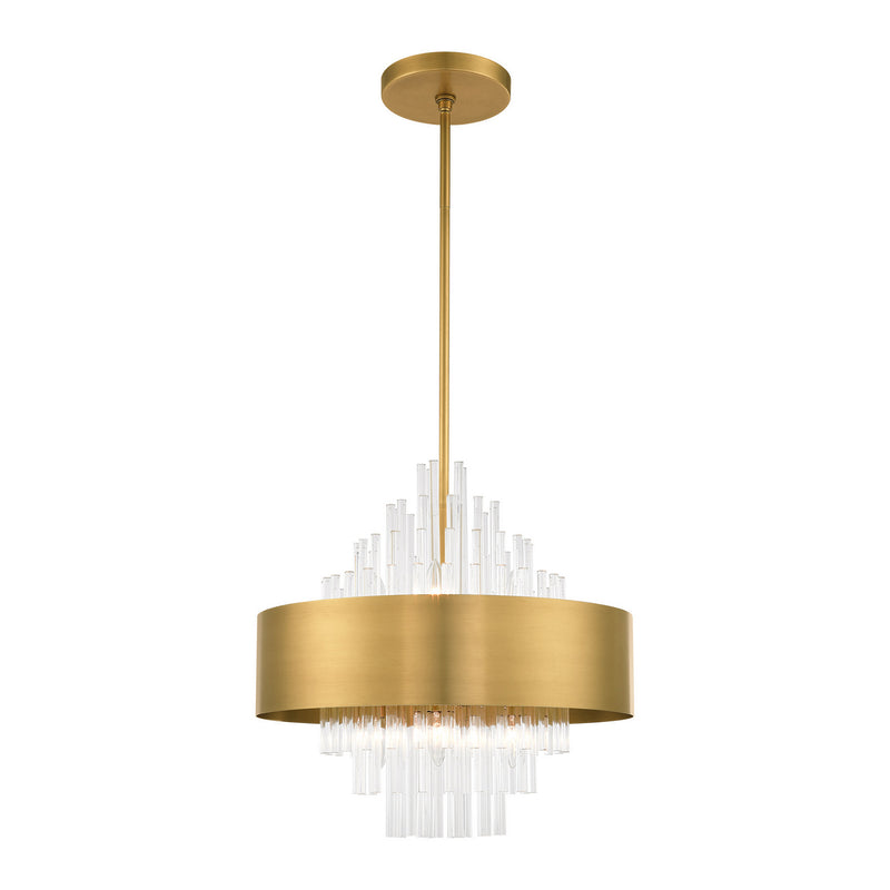 Livex Lighting 48874-08 Eight Light Chandelier, Natural Brass