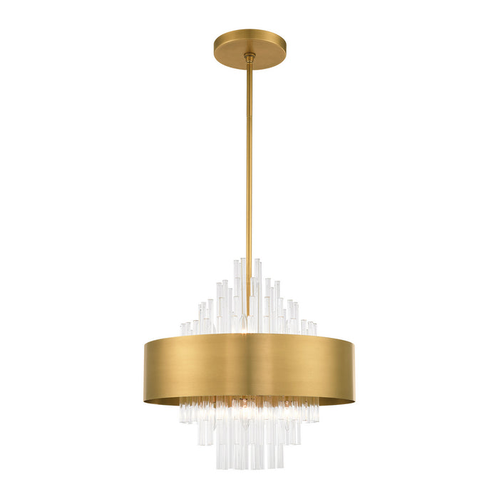 Livex Lighting 48874-08 Eight Light Chandelier, Natural Brass