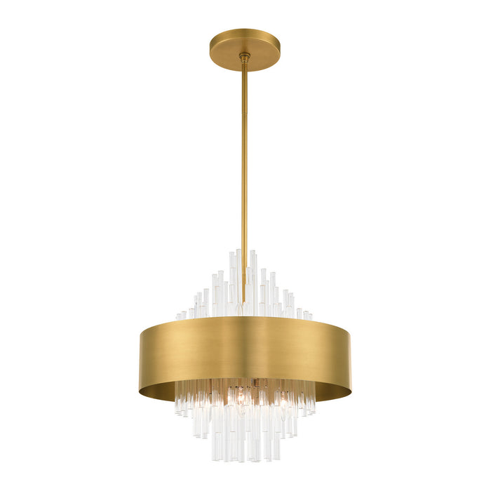 Livex Lighting 48874-08 Eight Light Chandelier, Natural Brass