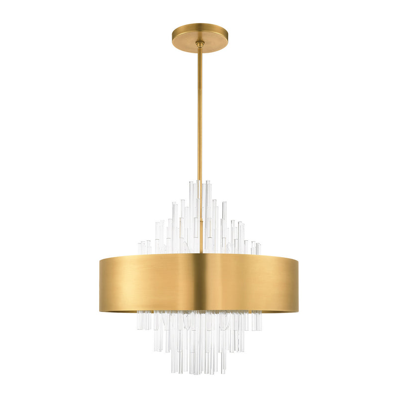 Livex Lighting 48876-08 Ten Light Chandelier, Natural Brass
