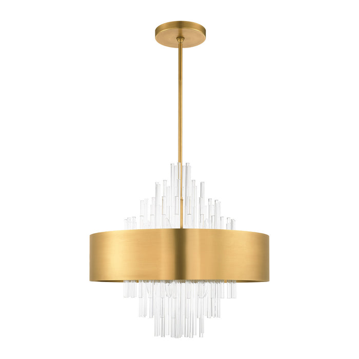 Livex Lighting 48876-08 Ten Light Chandelier, Natural Brass
