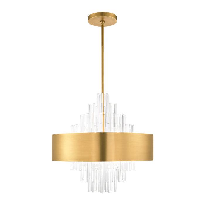 Livex Lighting 48876-08 Ten Light Chandelier, Natural Brass