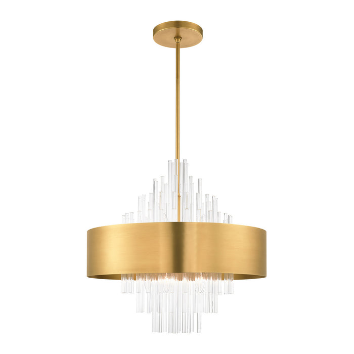 Livex Lighting 48876-08 Ten Light Chandelier, Natural Brass