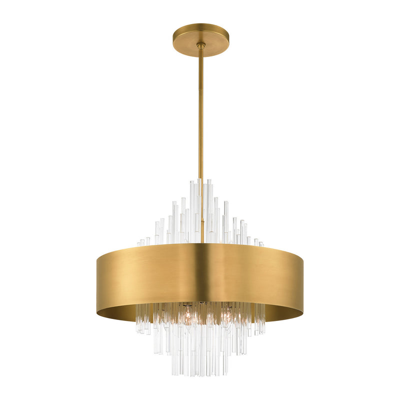 Livex Lighting 48876-08 Ten Light Chandelier, Natural Brass