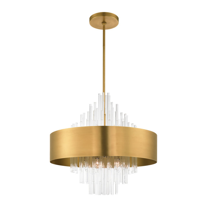 Livex Lighting 48876-08 Ten Light Chandelier, Natural Brass