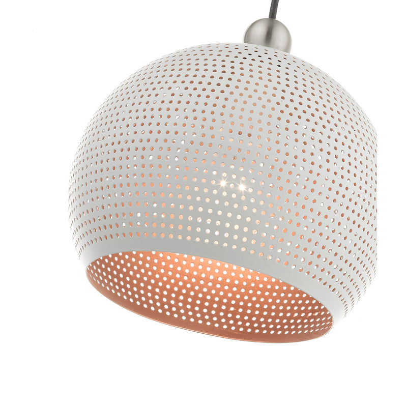 Livex Lighting 49100-03 One Light Pendant, White w/ Brushed Nickels