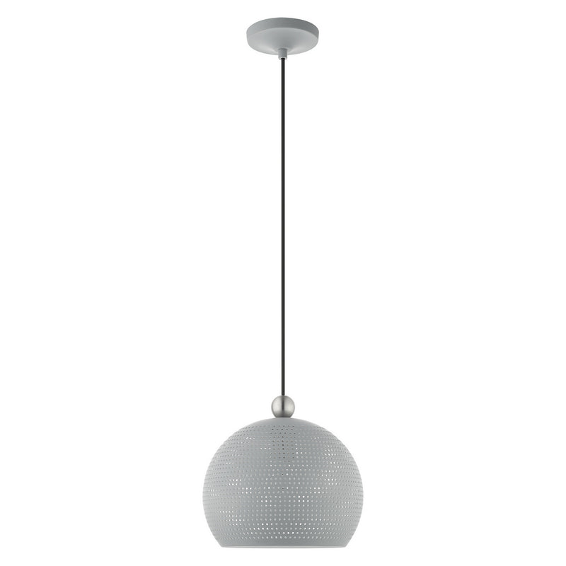 Livex Lighting 49100-80 One Light Pendant, Nordic Gray w/ Brushed Nickels