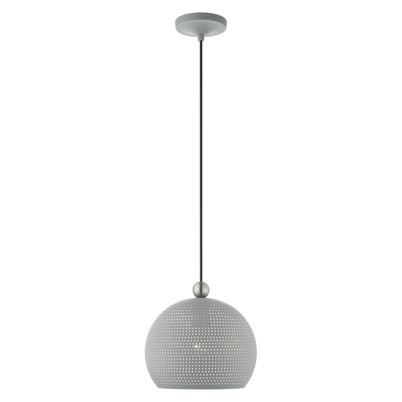 Livex Lighting 49100-80 One Light Pendant, Nordic Gray w/ Brushed Nickels