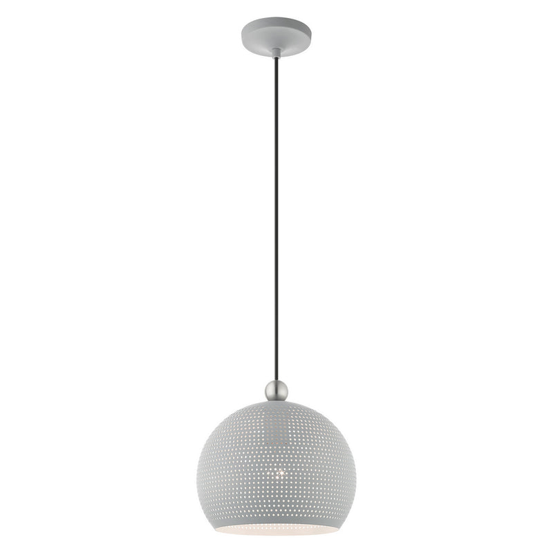 Livex Lighting 49100-80 One Light Pendant, Nordic Gray w/ Brushed Nickels