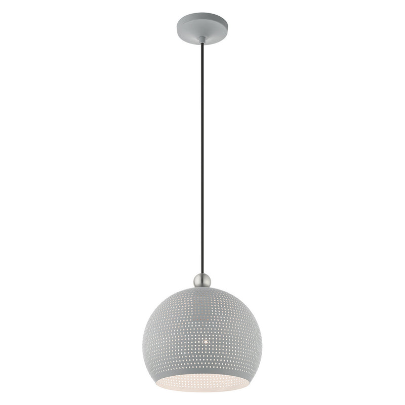 Livex Lighting 49100-80 One Light Pendant, Nordic Gray w/ Brushed Nickels