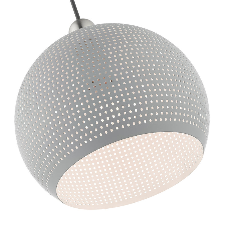 Livex Lighting 49100-80 One Light Pendant, Nordic Gray w/ Brushed Nickels