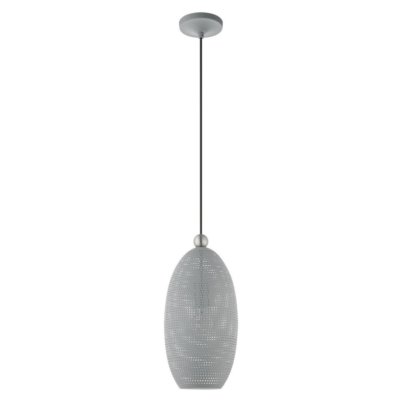 Livex Lighting 49101-80 One Light Pendant, Nordic Gray w/ Brushed Nickels