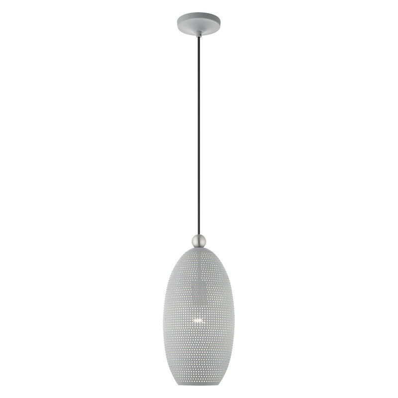 Livex Lighting 49101-80 One Light Pendant, Nordic Gray w/ Brushed Nickels