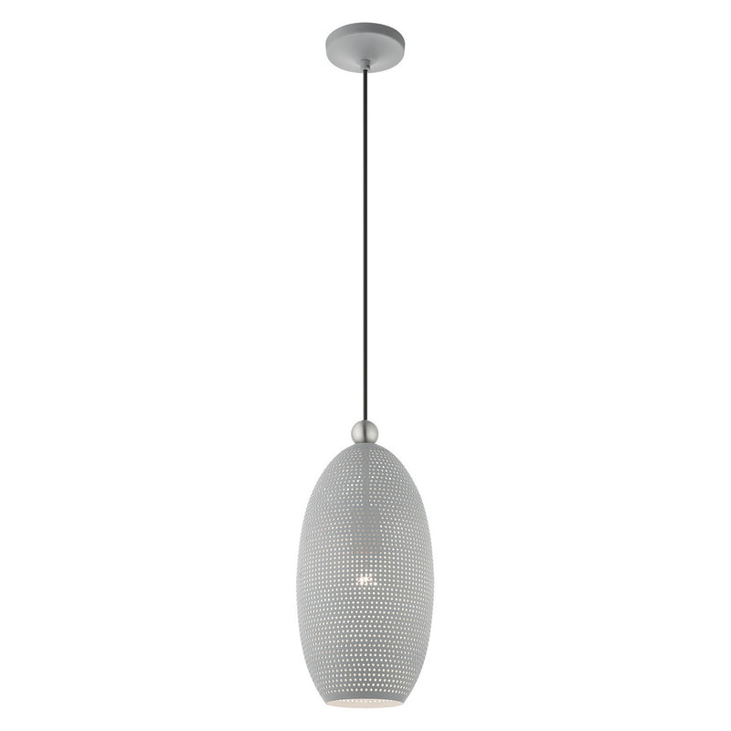 Livex Lighting 49101-80 One Light Pendant, Nordic Gray w/ Brushed Nickels