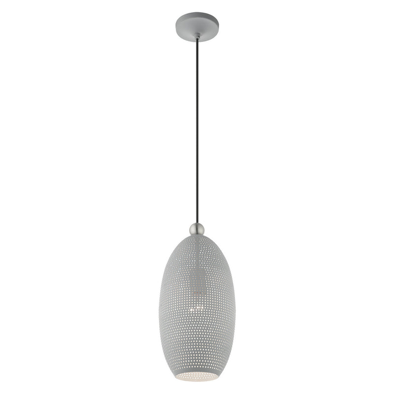 Livex Lighting 49101-80 One Light Pendant, Nordic Gray w/ Brushed Nickels