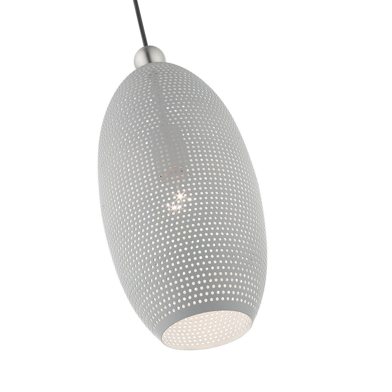 Livex Lighting 49101-80 One Light Pendant, Nordic Gray w/ Brushed Nickels