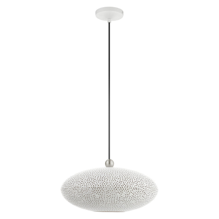 Livex Lighting 49102-03 One Light Pendant, White w/ Brushed Nickels