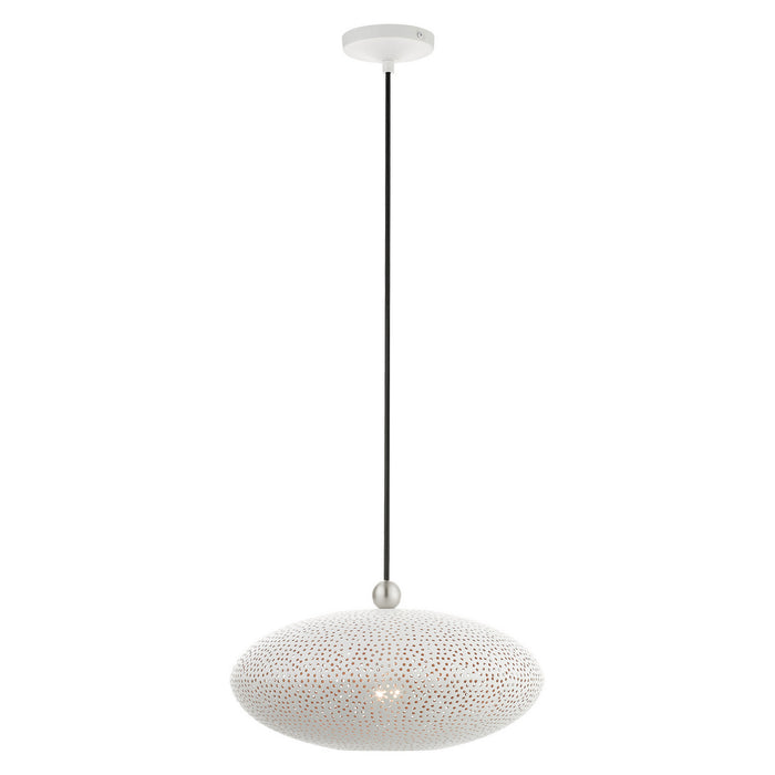Livex Lighting 49102-03 One Light Pendant, White w/ Brushed Nickels