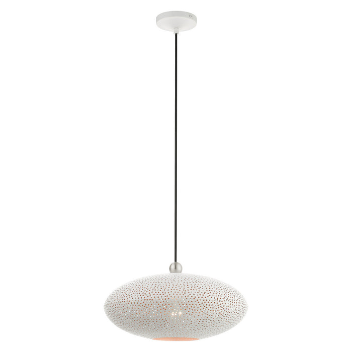 Livex Lighting 49102-03 One Light Pendant, White w/ Brushed Nickels