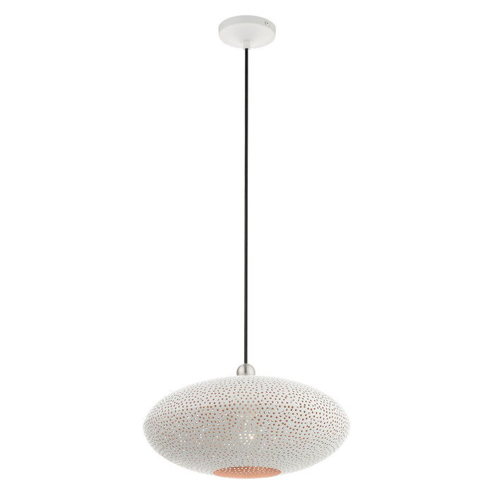 Livex Lighting 49102-03 One Light Pendant, White w/ Brushed Nickels
