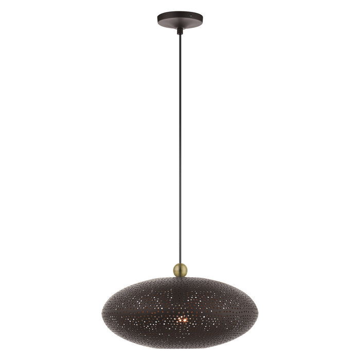 Livex Lighting 49102-07 One Light Pendant, Bronze w/ Antique Brasss